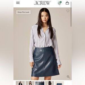 J. Crew Fairfax Navy Faux Leather Mini Skirt